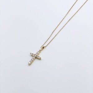 Gold Cross Necklace for woman | Dainty Cross Necklace | CZ Pendant Cross Pendant